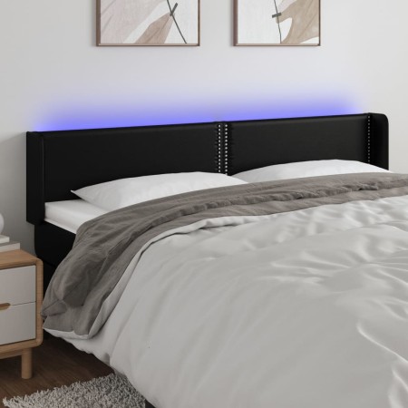 Cabecero con LED cuero sintético negro 163x16x78/88 cm de , Cabeceros y pies de cama - Ref: Foro24-3123192, Precio: 76,02 €, ...