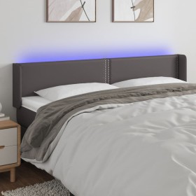 Cabecero con LED cuero sintético gris 183x16x78/88 cm de , Cabeceros y pies de cama - Ref: Foro24-3123202, Precio: 81,99 €, D...