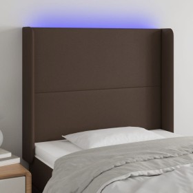 Headboard with LED brown synthetic leather 103x16x118/128 cm by , Headboards and footboards - Ref: Foro24-3123855, Price: 79,...