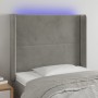 Light gray velvet headboard with LED 93x16x118/128 cm by , Headboards and footboards - Ref: Foro24-3123944, Price: 85,93 €, D...