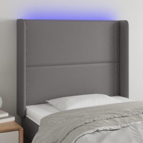 Cabecero con LED cuero sintético gris 83x16x118/128cm de , Cabeceros y pies de cama - Ref: Foro24-3123984, Precio: 82,99 €, D...