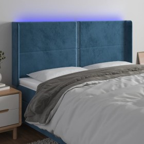 Dark blue velvet LED headboard 203x16x118/128 cm by , Headboards and footboards - Ref: Foro24-3123978, Price: 133,58 €, Disco...