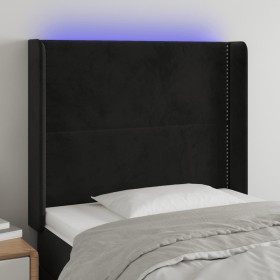 Cabecero con LED de terciopelo negro 103x16x118/128 cm de , Cabeceros y pies de cama - Ref: Foro24-3123952, Precio: 96,99 €, ...