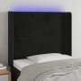 Black velvet headboard with LED 103x16x118/128 cm by , Headboards and footboards - Ref: Foro24-3123952, Price: 88,43 €, Disco...