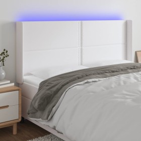 Headboard with LED white synthetic leather 183x16x118/128 cm by , Headboards and footboards - Ref: Foro24-3124011, Price: 128...