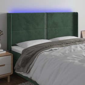 Cabecero con LED de terciopelo verde oscuro 183x16x118/128 cm de , Cabeceros y pies de cama - Ref: Foro24-3123971, Precio: 14...