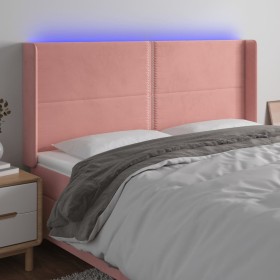 Pink velvet headboard with LED 183x16x118/128 cm by , Headboards and footboards - Ref: Foro24-3123973, Price: 144,38 €, Disco...