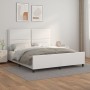 White synthetic leather headboard bed frame 160x200 cm by , Beds and slatted bases - Ref: Foro24-3125519, Price: 262,95 €, Di...