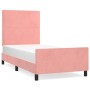 Estructura de cama con cabecero de terciopelo rosa 90x200 cm de , Camas y somieres - Ref: Foro24-3125677, Precio: 164,17 €, D...