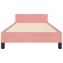 Estructura de cama con cabecero de terciopelo rosa 90x200 cm de , Camas y somieres - Ref: Foro24-3125677, Precio: 164,17 €, D...