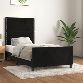 Bed frame with black velvet headboard 100x200 cm by , Beds and slatted bases - Ref: Foro24-3125680, Price: 135,22 €, Discount: %