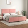 Estructura de cama con cabecero de terciopelo rosa 180x200 cm de , Camas y somieres - Ref: Foro24-3125713, Precio: 239,08 €, ...