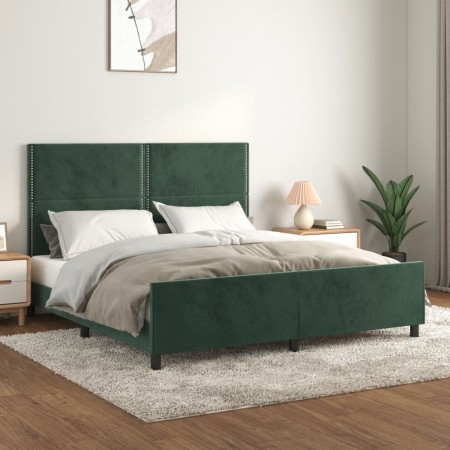 Estructura cama con cabecero terciopelo verde oscuro 180x200 cm de , Camas y somieres - Ref: Foro24-3125711, Precio: 258,99 €...