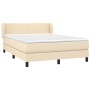 Cama box spring con colchón tela color crema 140x190 cm de , Camas y somieres - Ref: Foro24-3126082, Precio: 438,67 €, Descue...