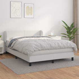 Box spring bed with white synthetic leather mattress 140x190 cm by , Beds and slatted bases - Ref: Foro24-3127188, Price: 453...