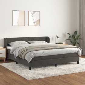 Box spring bed with dark gray velvet mattress 180x200 cm by , Beds and slatted bases - Ref: Foro24-3127446, Price: 524,99 €, ...