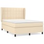 Cama box spring con colchón tela color crema 140x190 cm de , Camas y somieres - Ref: Foro24-3127962, Precio: 510,99 €, Descue...