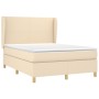 Box spring bed with cream fabric mattress 140x190 cm by , Beds and slatted bases - Ref: Foro24-3128362, Price: 540,17 €, Disc...