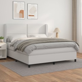 Cama box spring con colchón cuero sintético blanco 160x200 cm de , Camas y somieres - Ref: Foro24-3128980, Precio: 580,06 €, ...