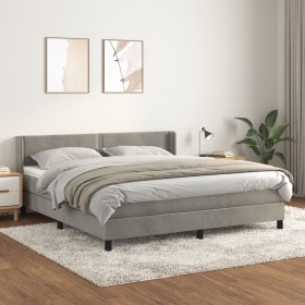 Box spring bed with light gray velvet mattress 180x200 cm by , Beds and slatted bases - Ref: Foro24-3130913, Price: 537,17 €,...