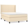 Cama box spring con colchón tela color crema 140x190 cm de , Camas y somieres - Ref: Foro24-3131270, Precio: 512,99 €, Descue...