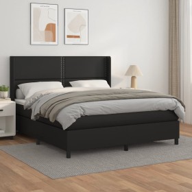 Box spring bed with black synthetic leather mattress 180x200 cm by , Beds and slatted bases - Ref: Foro24-3132453, Price: 626...