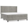 Box spring bed with light gray velvet mattress 180x200 cm by , Beds and slatted bases - Ref: Foro24-3132633, Price: 617,96 €,...