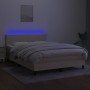 Box spring bed with mattress and LED cream fabric 140x190 cm by , Beds and slatted bases - Ref: Foro24-3132994, Price: 462,27...