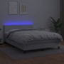 Box spring bed with mattress and LED white synthetic leather 140x190 cm by , Beds and slatted bases - Ref: Foro24-3134100, Pr...