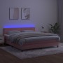 Cama box spring colchón y LED terciopelo rosa 180x200 cm de , Camas y somieres - Ref: Foro24-3134362, Precio: 510,99 €, Descu...