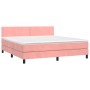 Cama box spring colchón y LED terciopelo rosa 180x200 cm de , Camas y somieres - Ref: Foro24-3134362, Precio: 510,99 €, Descu...