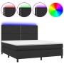 Cama box spring colchón y LED cuero sintético negro 180x200 cm de , Camas y somieres - Ref: Foro24-3135897, Precio: 620,26 €,...