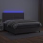 Box spring bed with mattress and LED gray synthetic leather 160x200 cm by , Beds and slatted bases - Ref: Foro24-3135895, Pri...