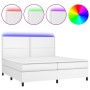 Cama box spring colchón y LED cuero sintético blanco 200x200 cm de , Camas y somieres - Ref: Foro24-3135904, Precio: 728,80 €...