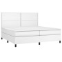 Box spring bed with mattress and LED white synthetic leather 200x200 cm by , Beds and slatted bases - Ref: Foro24-3135904, Pr...