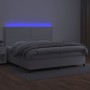 Box spring bed with mattress and LED white synthetic leather 200x200 cm by , Beds and slatted bases - Ref: Foro24-3135904, Pr...