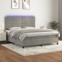 Cama box spring colchón y LED terciopelo gris claro 180x200 cm de , Camas y somieres - Ref: Foro24-3136077, Precio: 612,83 €,...