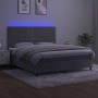 Box spring bed with mattress and LED light gray velvet 180x200 cm by , Beds and slatted bases - Ref: Foro24-3136077, Price: 6...