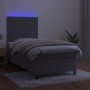 Box spring bed with mattress and LED light gray velvet 90x190 cm by , Beds and slatted bases - Ref: Foro24-3136035, Price: 36...