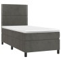 Cama box spring colchón y LED terciopelo gris oscuro 90x200 cm de , Camas y somieres - Ref: Foro24-3136042, Precio: 345,06 €,...