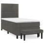 Box spring bed with dark gray velvet mattress 90x190 cm by , Beds and slatted bases - Ref: Foro24-3137756, Price: 380,88 €, D...