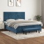 Box spring bed with dark blue velvet mattress 160x200 cm by , Beds and slatted bases - Ref: Foro24-3137735, Price: 605,90 €, ...