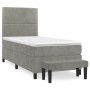 Cama box spring con colchón terciopelo gris claro 90x190 cm de , Camas y somieres - Ref: Foro24-3137761, Precio: 367,59 €, De...