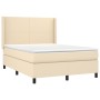 Boxspringbett-Matratze und LED-Leuchten, cremefarbener Stoff, 140 x 190 cm von , Betten und Lattenroste - Ref: Foro24-3138154...