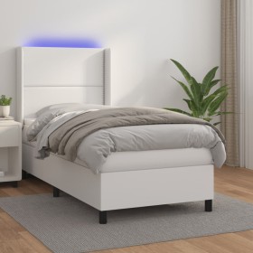 Cama box spring y colchón LED cuero sintético blanco 90x190 cm de , Camas y somieres - Ref: Foro24-3139296, Precio: 386,67 €,...