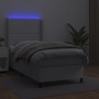 Box spring bed and LED mattress white synthetic leather 90x190 cm by , Beds and slatted bases - Ref: Foro24-3139296, Price: 3...