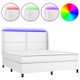 Cama box spring colchón y LED cuero sintético blanco 160x200 cm de , Camas y somieres - Ref: Foro24-3139332, Precio: 570,33 €...