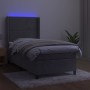 Box spring bed with mattress and LED light gray velvet 90x200 cm by , Beds and slatted bases - Ref: Foro24-3139481, Price: 36...