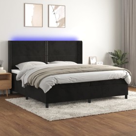 Cama box spring colchón y LED terciopelo negro 200x200 cm de , Camas y somieres - Ref: Foro24-3139525, Precio: 664,99 €, Desc...