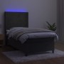 Box spring bed with mattress and LED dark gray velvet 90x190 cm by , Beds and slatted bases - Ref: Foro24-3139476, Price: 366...